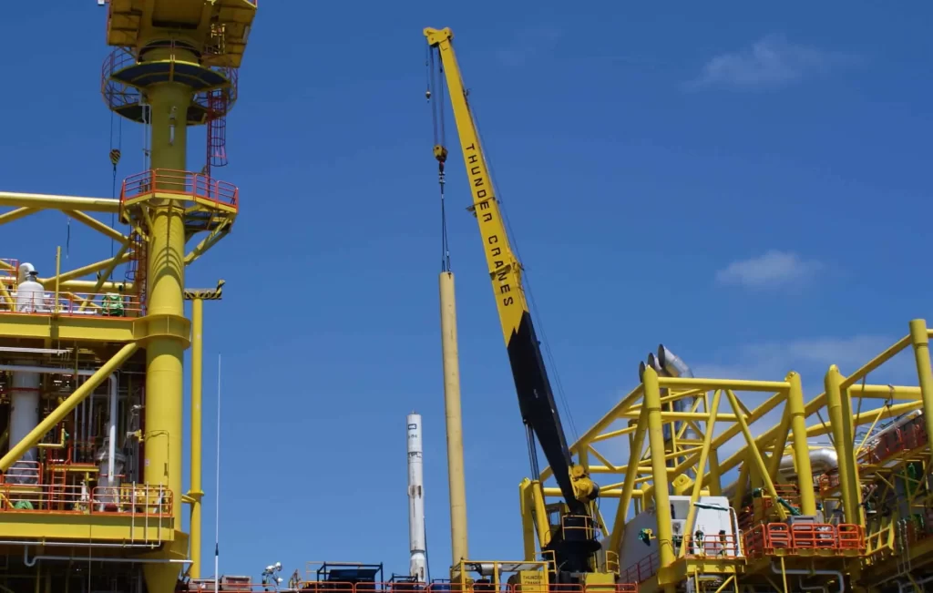 Rigless conductor driving operations using Thunder Crane yellow lifting equipment for offshore well services