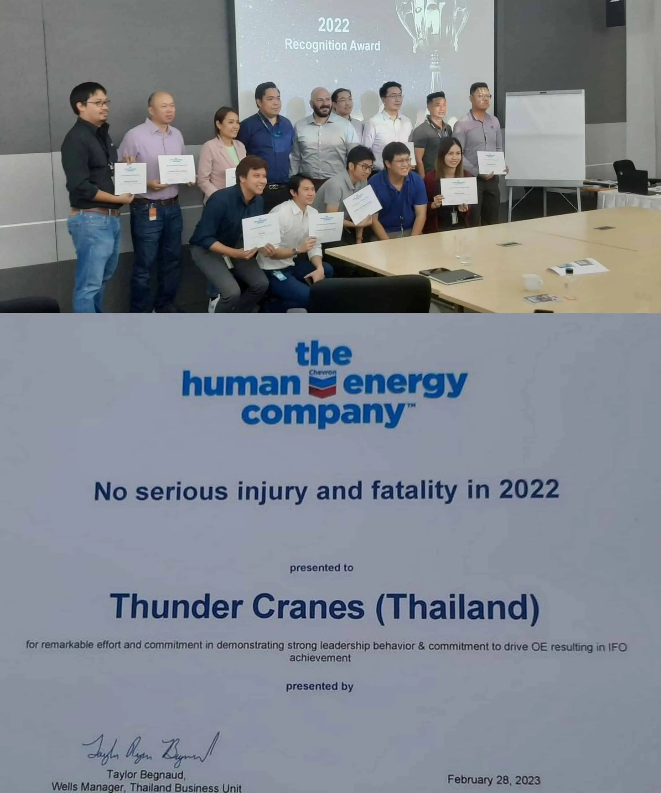 Thunder Cranes HSE Recognition from Chevron